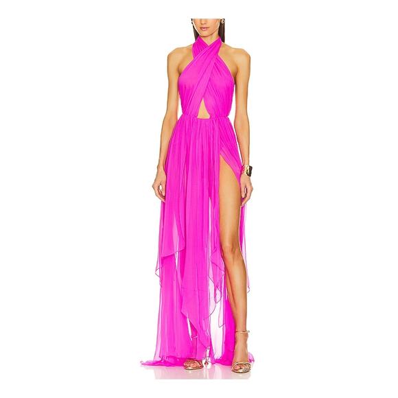Retrofete Pink Halter Maxi Dress - Picture 1 of 4